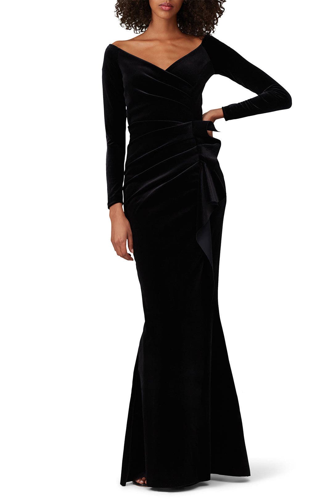 Chiara Boni La Petite Robe Black Velvet V-Neck Gown – Size 2