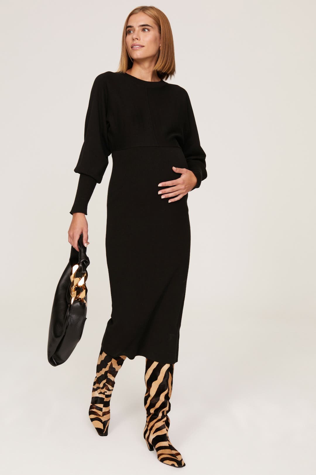 ripe Black Knit Midi Dress – Size 6