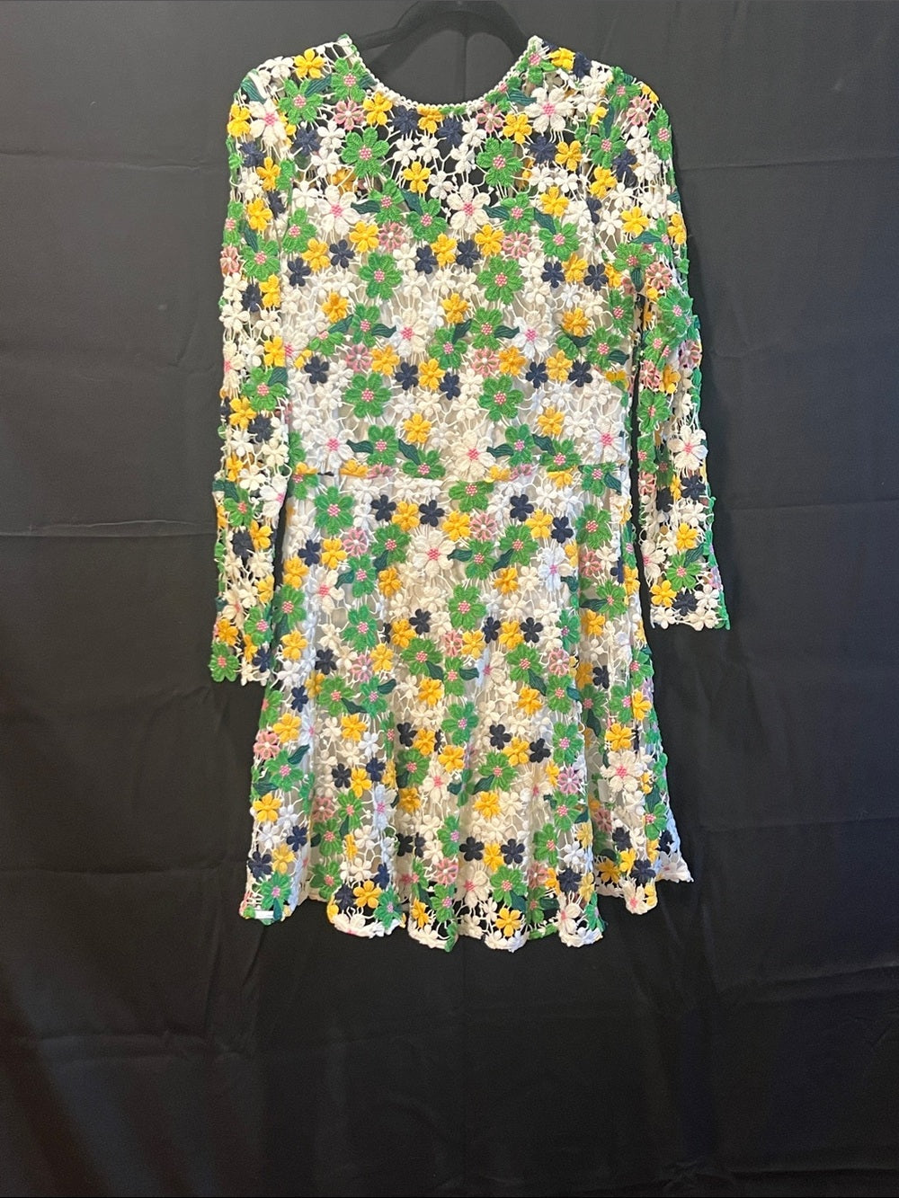 NWT / EUC Shoshanna Size 8 Multicolor Floral Crochet Lace Long Sleeve Mini Dress