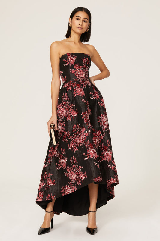 Hutch Black And Red Floral Jacquard Strapless – Size 6