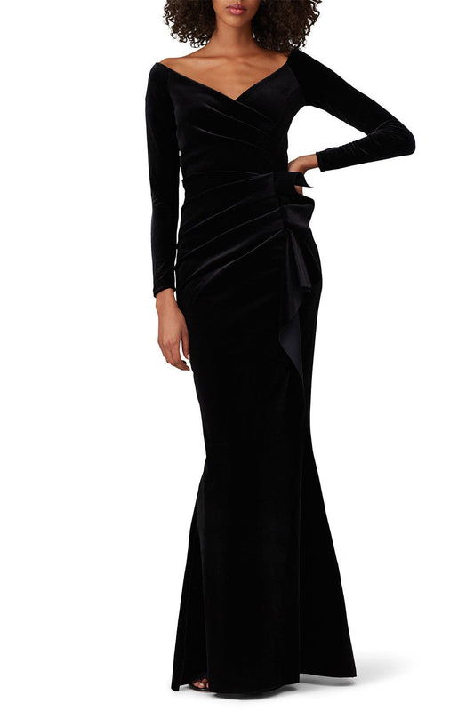 Chiara Boni La Petite Robe Black Velvet V-Neck Gown – Size 2