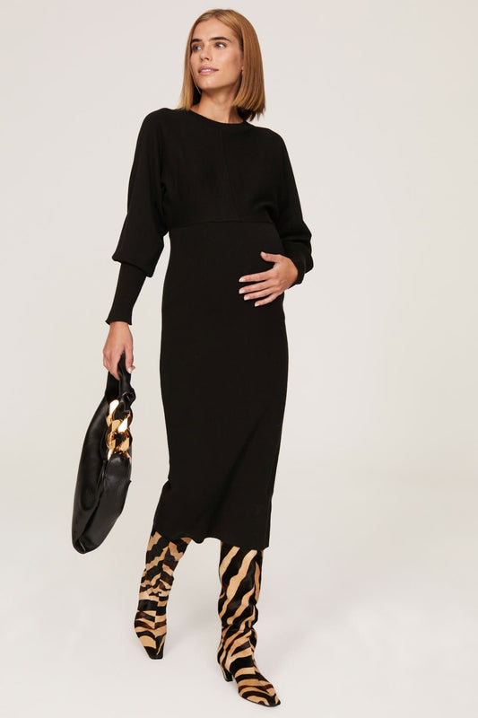 ripe Black Knit Midi Dress – Size 6