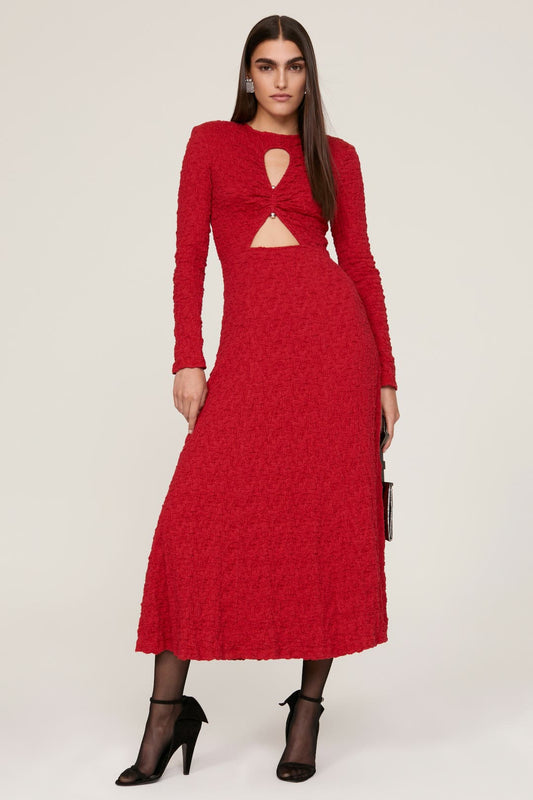 Sabina Musayev Red Long Sleeve Hourglass Dress With – Size 4