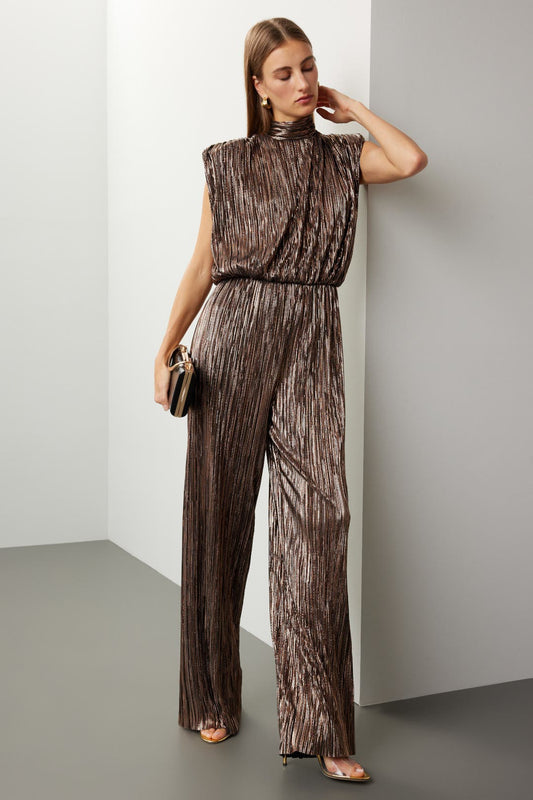 Sabina Musayev Black And Bronze Pleated Foil Knit – Size 12