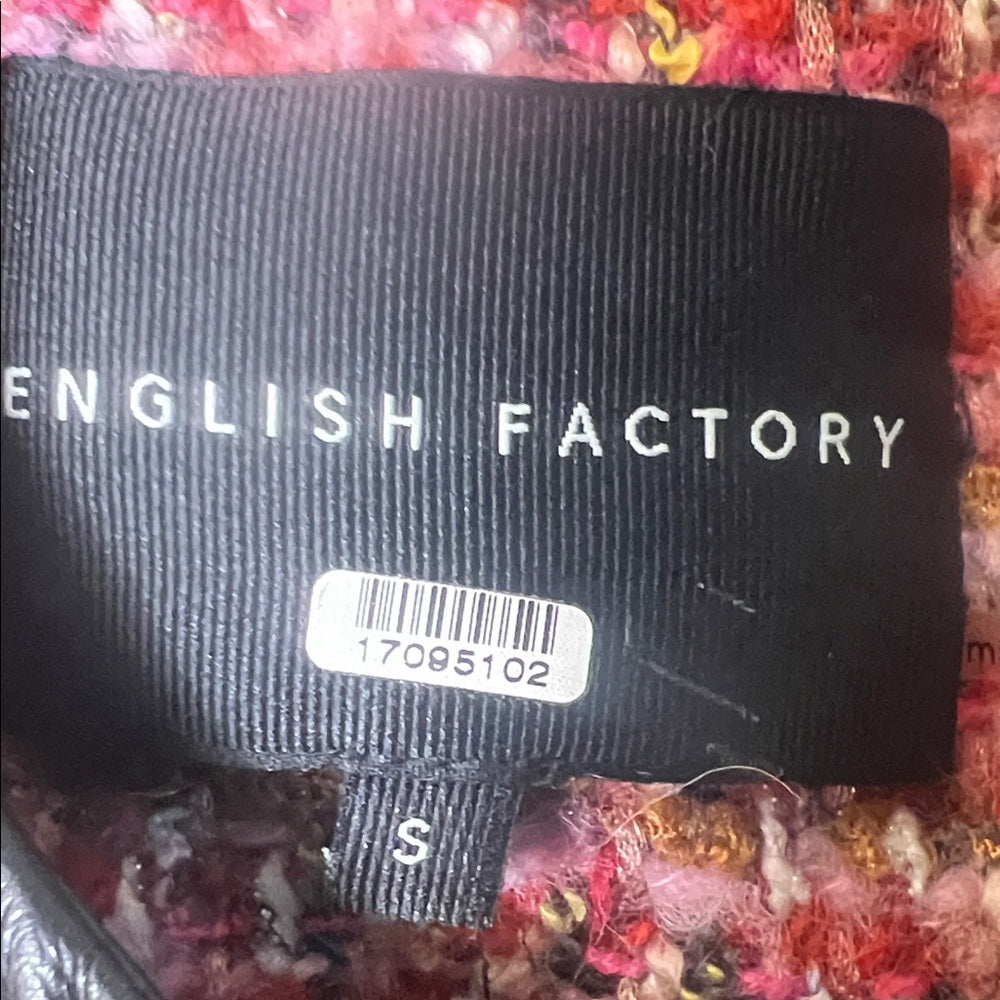 English Factory Pink Tweed Blazer with Black Trim