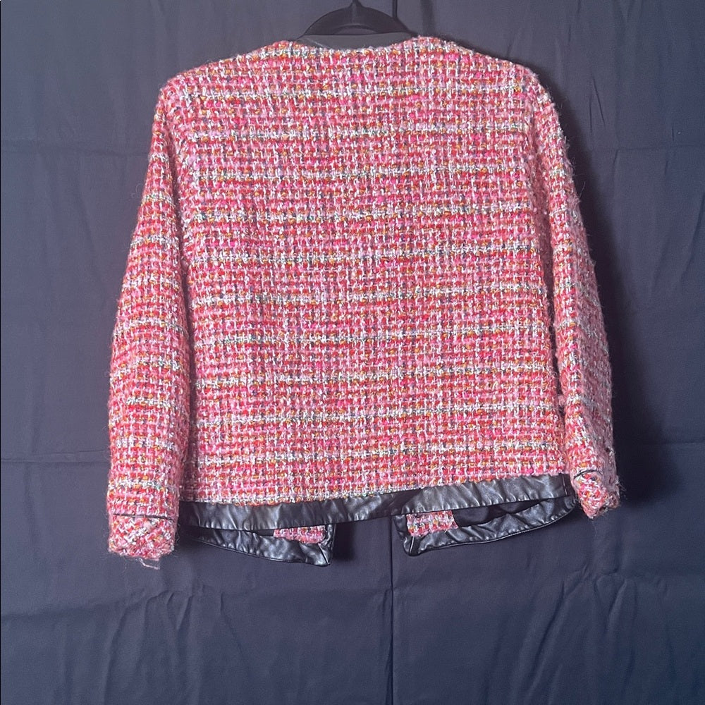 English Factory Pink Tweed Blazer with Black Trim