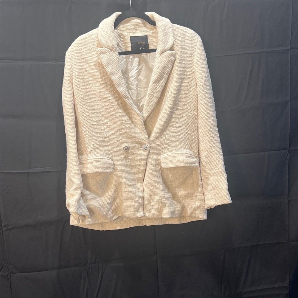 Maje Vileno Off-White Tweed Blazer