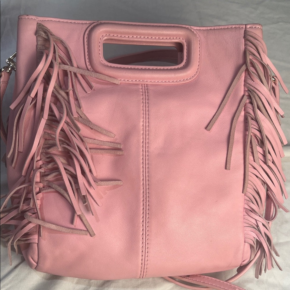 Maje Pink Fringe Shoulder Bag