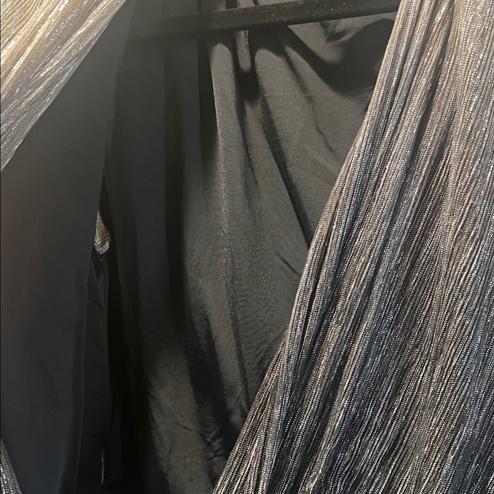 PatBO Metallic Silver Tie-Front Cardigan