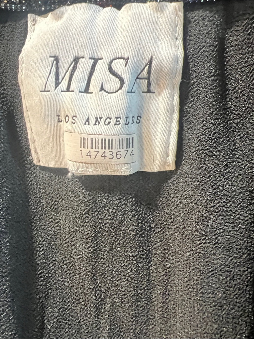 Misa Los Angeles Iridescent Black Multi-Stripe Ruffled Peplum Tunic