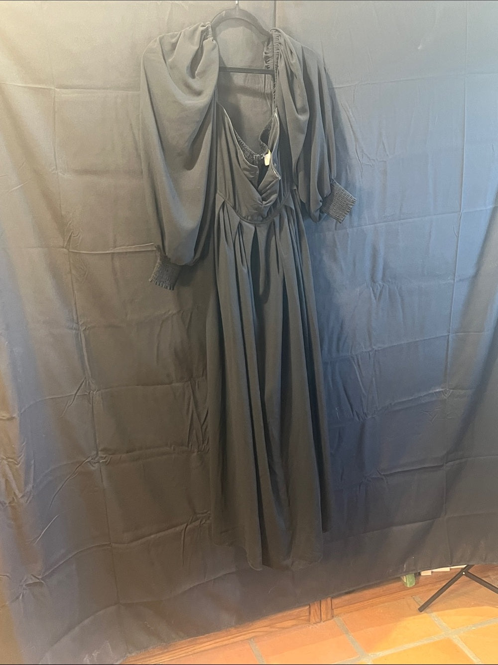 Emilia George Black Smocked Maxi Dress