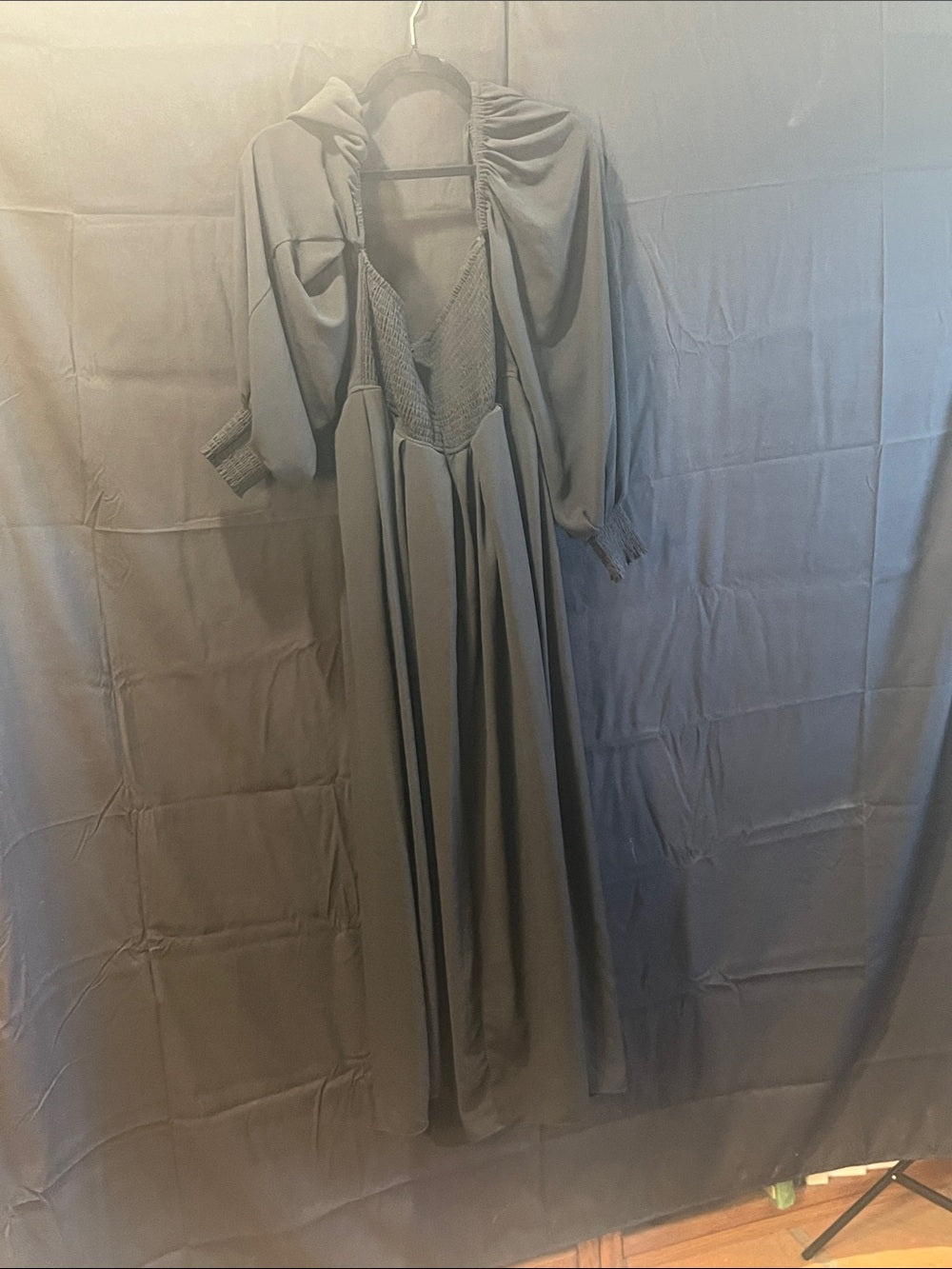 Emilia George Black Smocked Maxi Dress