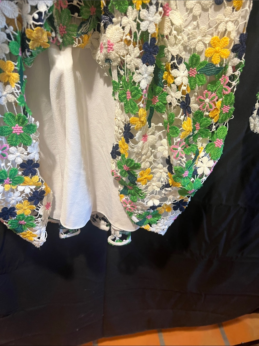 NWT / EUC Shoshanna Size 8 Multicolor Floral Crochet Lace Long Sleeve Mini Dress