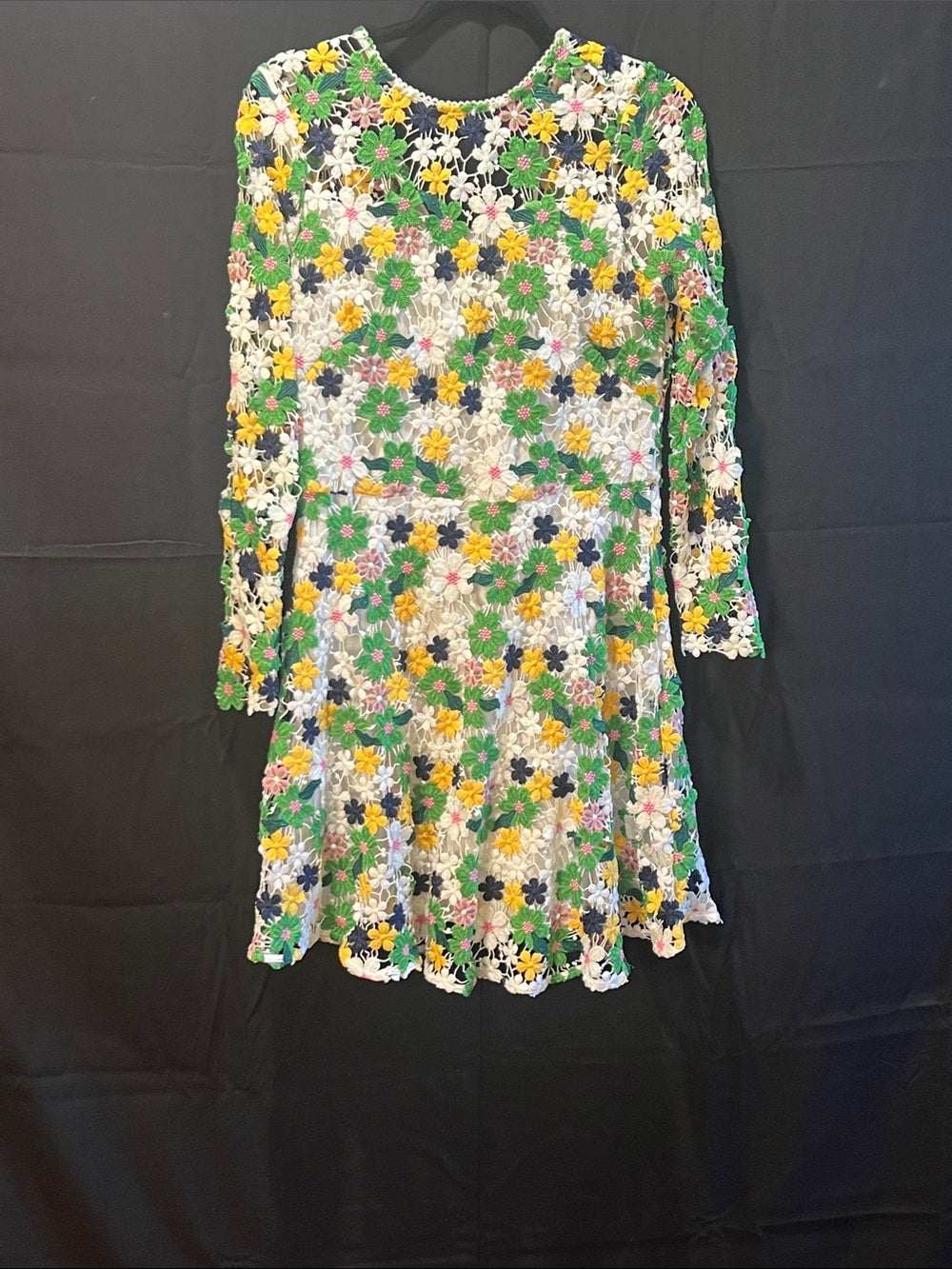 NWT / EUC Shoshanna Size 8 Multicolor Floral Crochet Lace Long Sleeve Mini Dress